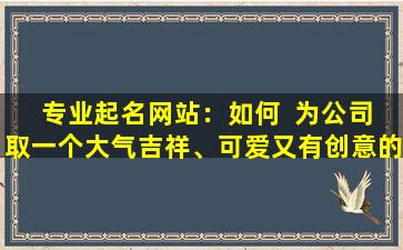  专业起名网站：如何  为公司取一个大气吉祥、可爱又有创意的名字